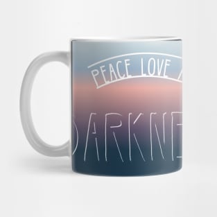 Peace Love and Darkness - Boho Goth - Bohemian Goth, Dark Hippie, Gothic - sky blue, pink, navy blue Mug